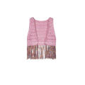 Girl's Knitted Hand Crochet Tassels Cardigan Vest